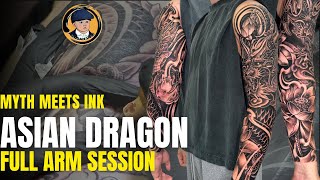 Asian Dragon Tattoo in Black & Grey | Real-Time Process