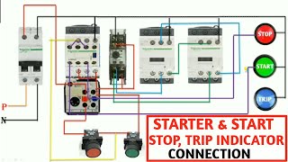 STAR DELTA STARTER CONTROL WIRING CONNECTION! STARTER ON, OFF, TRIP INDICATOR CONNECTION