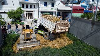 Start Operation New Project Reclaim Land for New WearHouse Bulldozer D20P &amp; 5Ton Truck Unloading