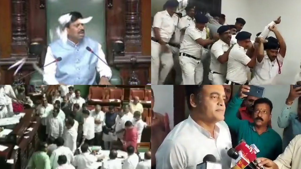 10 BJP MLAs suspended as papers flung at Deputy Speaker.