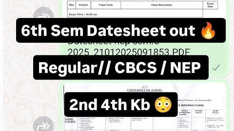 Jammu University 6th Sem Regular NEP / CBCS Datesheet// 2nd 4th/// 3rd 5th Result..2025.