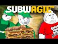 Wojak doomer wage slaves at subway subwagies