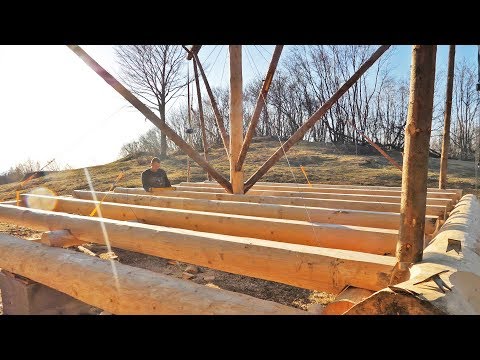 Building Off Grid Log Cabin - Ep 13 / Floor Joists