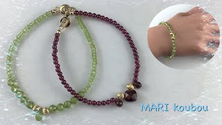 小粒の天然石を使った、華奢でフェミニンなブレスレット//Small natural stone/Feminine bracelet