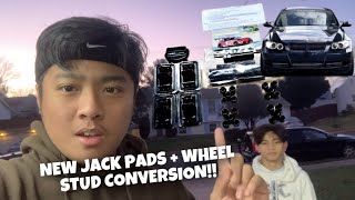 BMW E90 335i GETS NEW JACK PADS + WHEEL STUD CONVERSION
