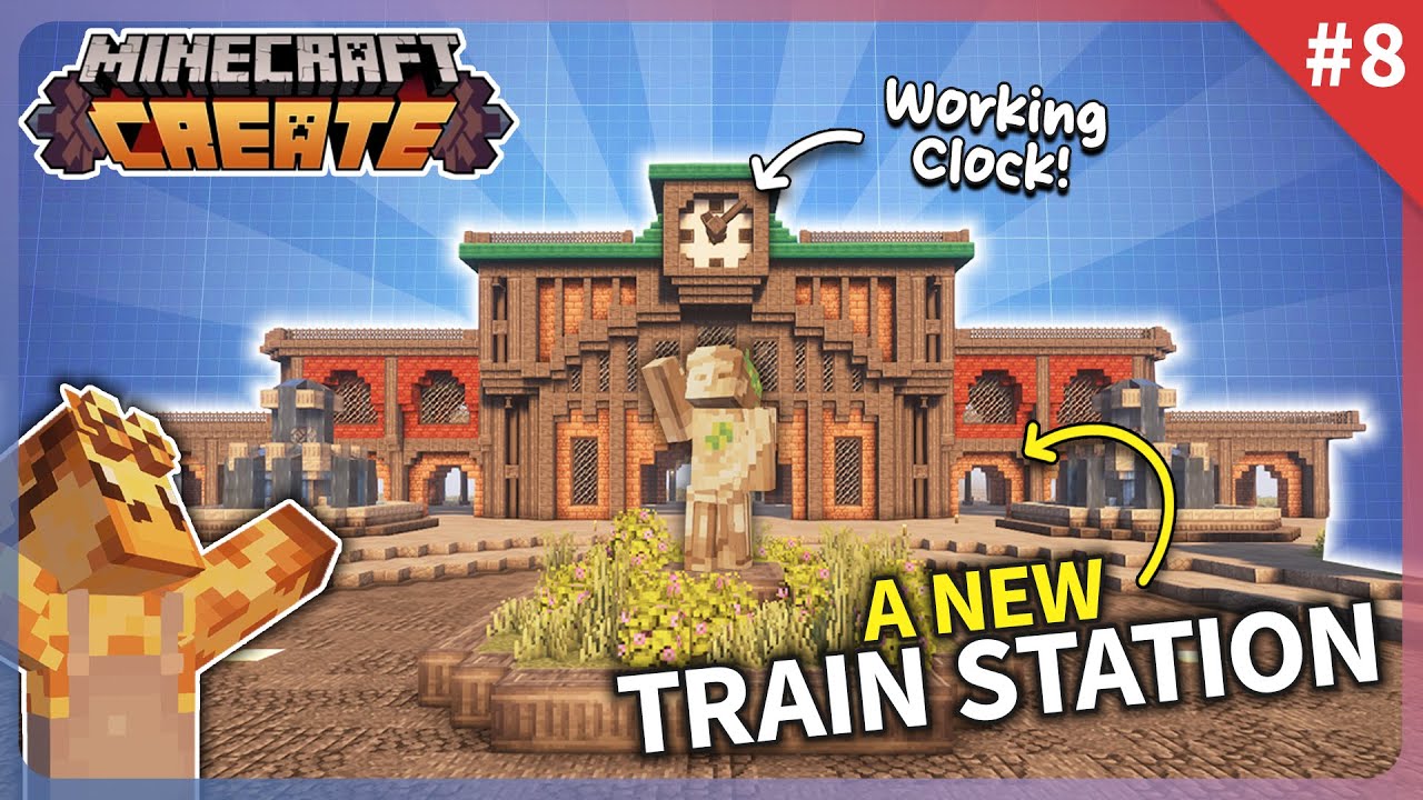 I Built a GIANT TRAIN STATION in Minecraft Create Mod! [#8]