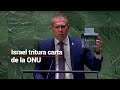 Embajador de israel tritura carta de la onu donde buscaban reconocer a palestina como estado