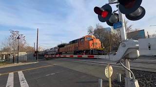 BNSF #9100 Rescue leading Amtrak California Zephyr #5 with P42 #164 Phase IV/#79 Phase VII 