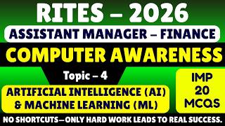 AI &amp; ML MCQS | Rites Finance Computer Awareness Pdf Notes 2026 | RITES Computer Knowledge Pdf Notes