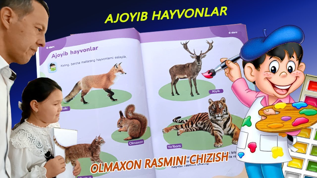 Olmaxon AJOYIB HAYVONLAR-OLMAXON RASMINI CHIZISH/TASVIRIY SANAT 2-SINF 6-DARS ...