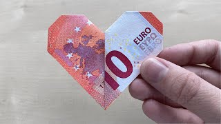 How To Fold A Heart With Money Money Folding Heart