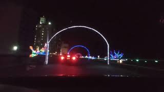 driving on the board walk in Virginia beach for the Christmas lights