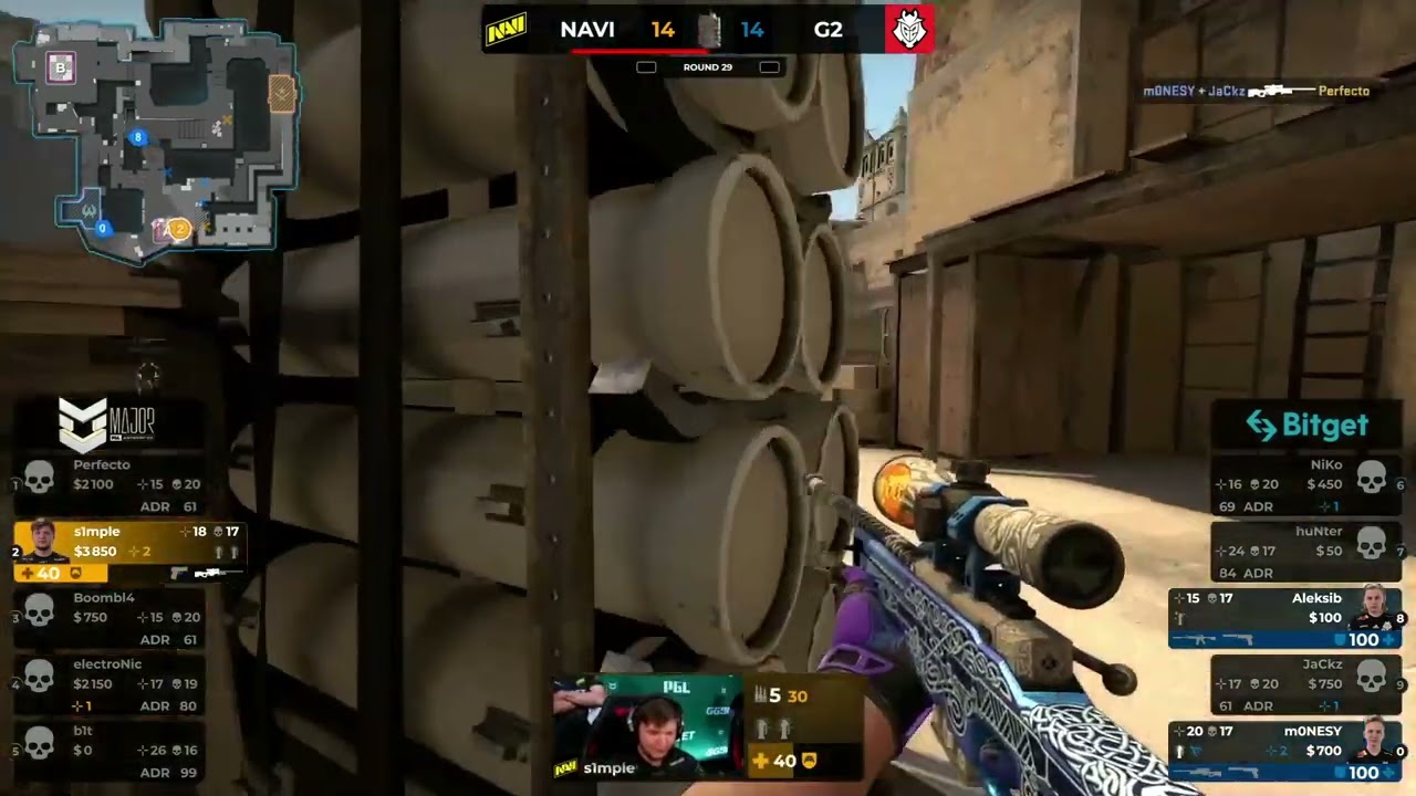 s1mple 1v3 clutch brings Na`Vi  to a matchpoint against G2