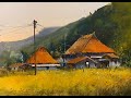 How to paint village in watercolor painting demo by javid tabatabaei