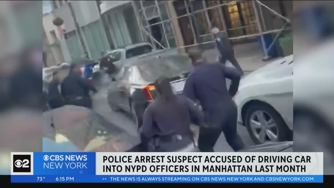 Police arrest suspect accused of driving car into NYPD officers
