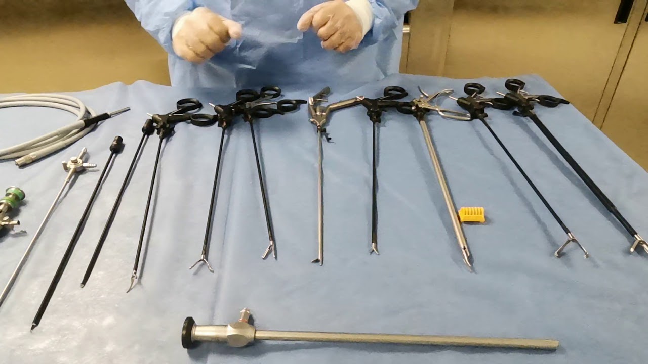 آلات مناظير البطن. Laparoscopic Instrument Demonstration - Trocars and other Hand Instruments