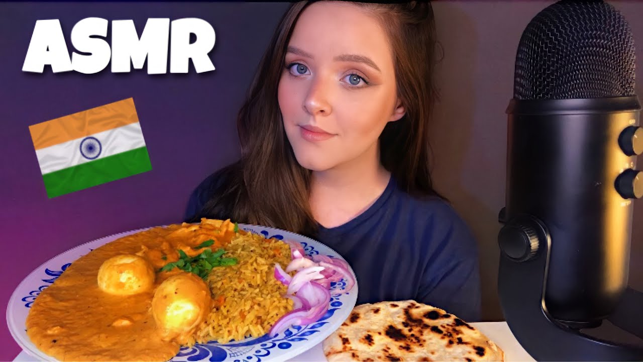 ASMR COMIDA INDIANA FRANGO AMANTEIGADO E ARROZ COM CURRY MUKBANG (SONS DE MASTIGAÇÃO) PTBR