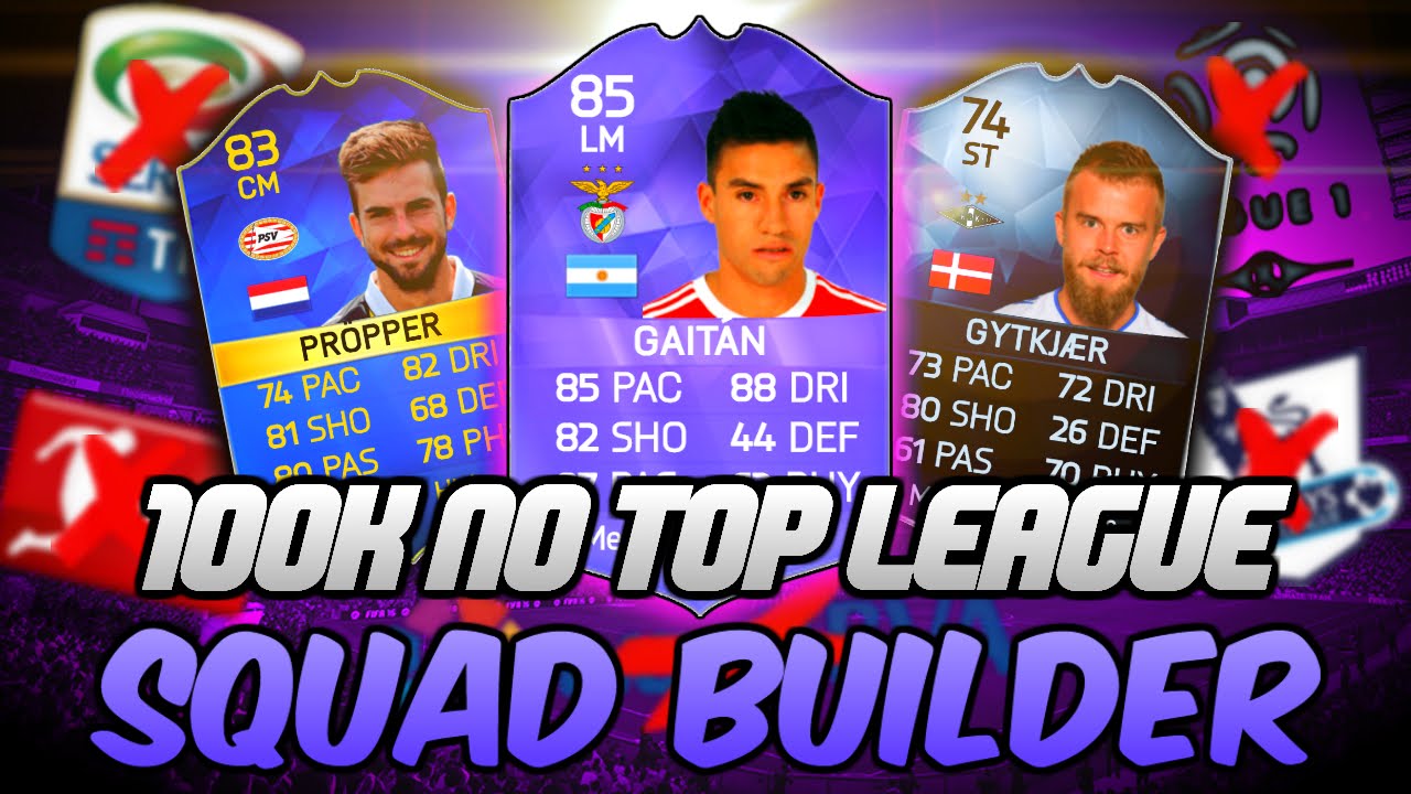 100K NO TOP LEAGUE HYBRID SQUAD BUILDER! - FIFA 16 ULTIMATE TEAM