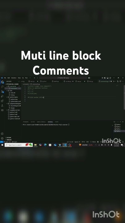 Multi line comments in python #coding #pythonprogramming # ...
