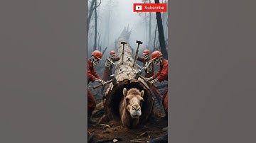 rescue camels from giant log #animals #funny #wildlife #shorts