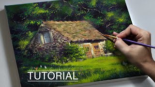 Landscape Painting Tutorial | Easy Step by Step for Beginners | Hut Acrylic Painting