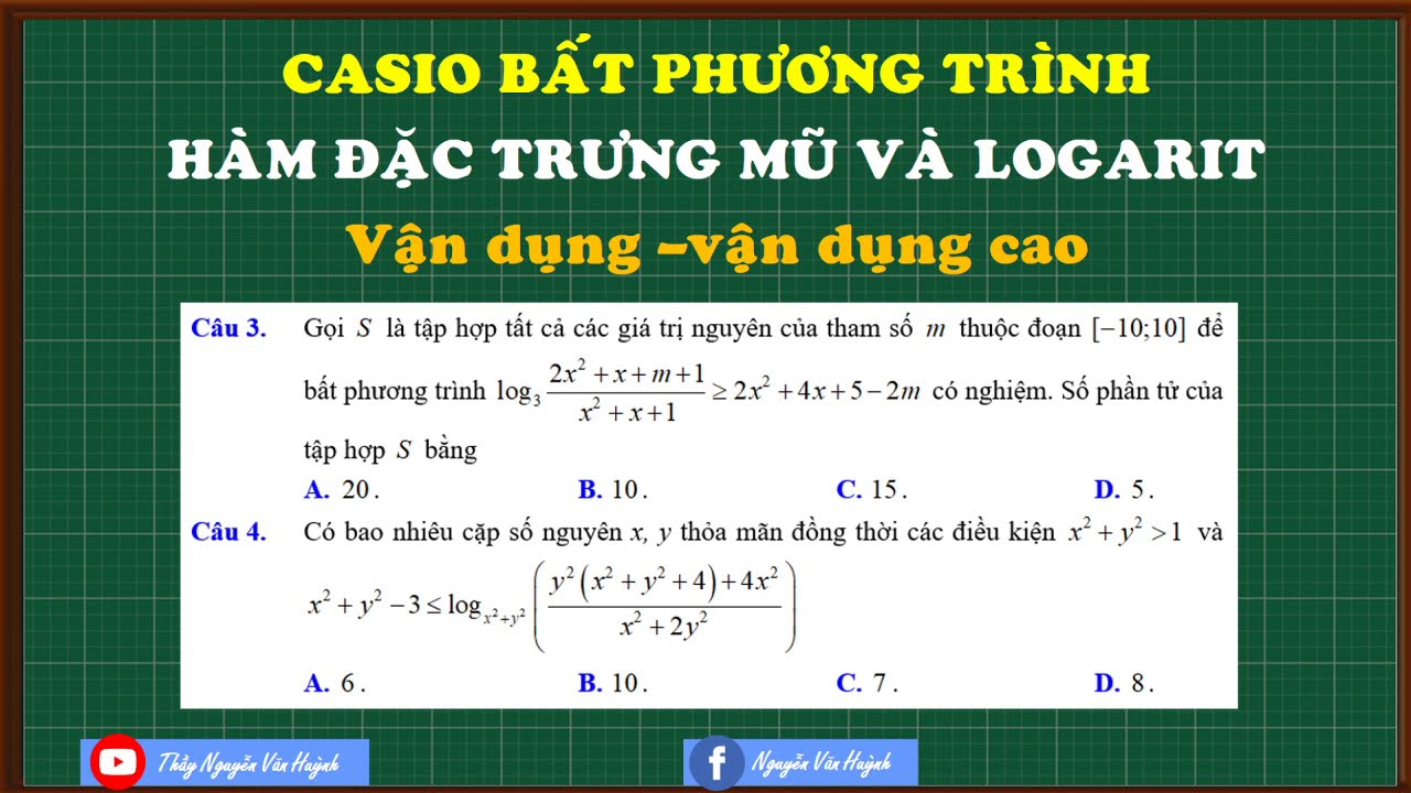 Casio bất phương trình hàm đặc trưng mũ và logarit... - youtube
