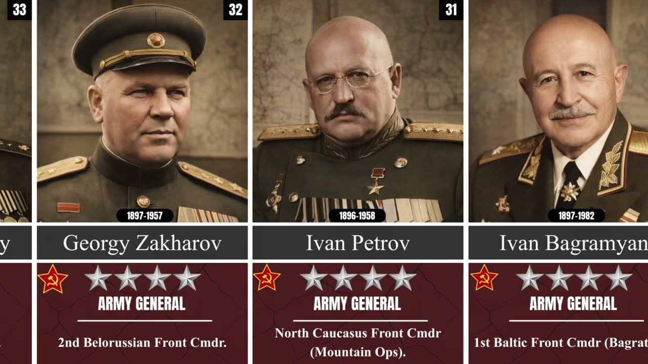 Top 100 Highest-Ranking Soviet Red Army Ground Forces Generals in WWII(1941-1945)