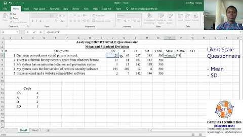 Likert Scale Analysis   Mean and Standard Deviation Using MsExcel