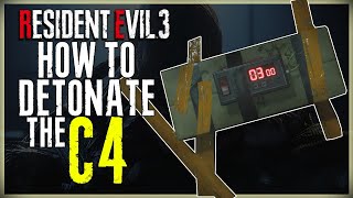 HOW TO BLOW UP THE C4 - DETONATE THE C4 IN THE LOCKER ROOM SHOWER ROOM - RESIDENT EVIL 3 REMAKE RE3