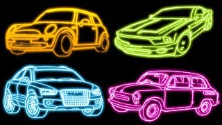 neon drawing draw cars drawings coloring paintingvalley