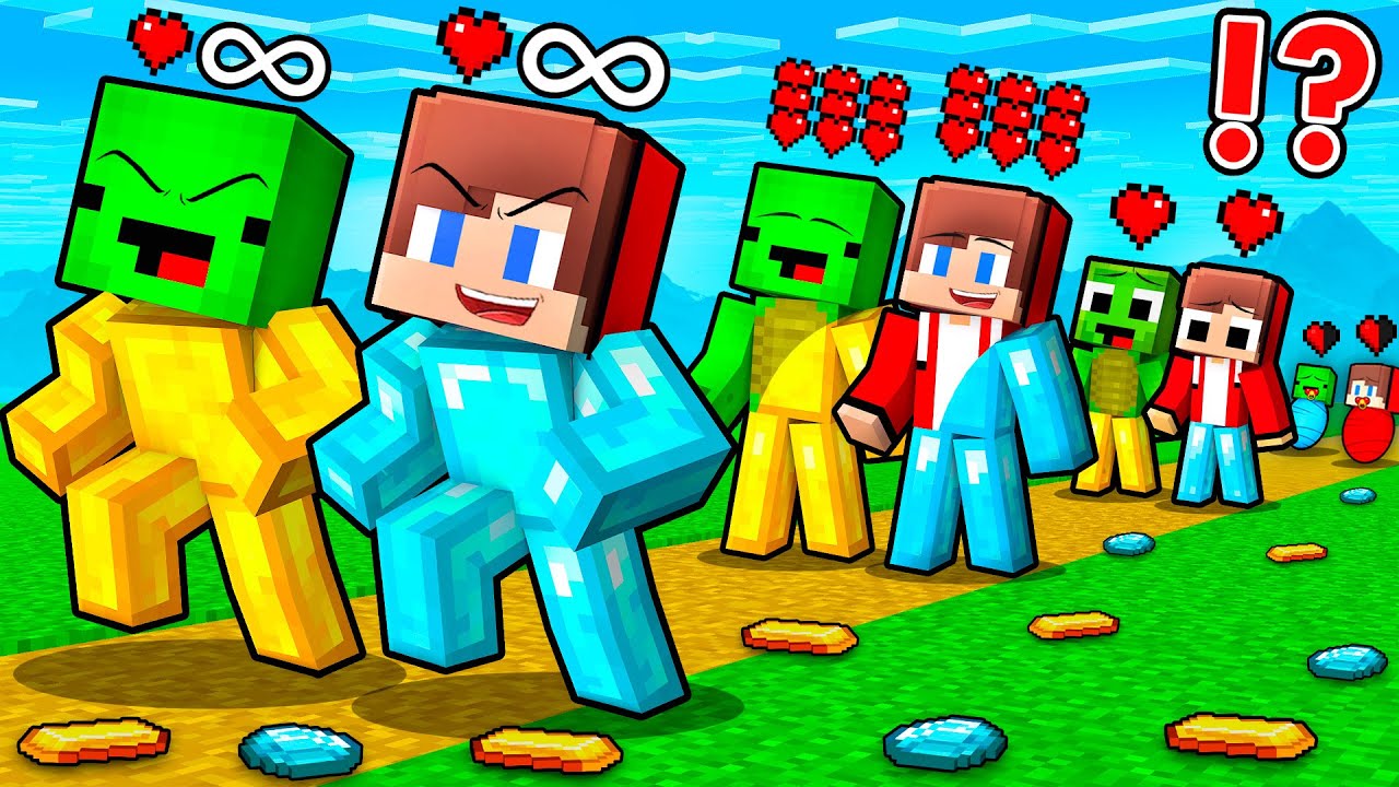 Mikey GOLD vs JJ DIAMOND Life Cycle Evolution in Minecraft (Maizen)