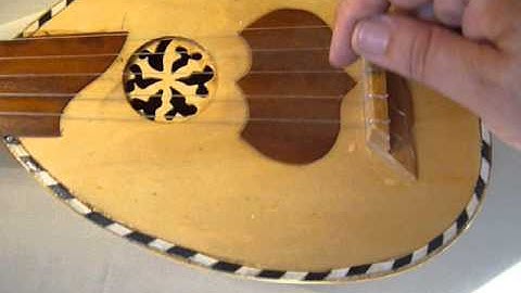 HAND MADE RUSTIC SIMPLE SOLID WOOD LUTE WITH 5 STRINGS