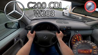 Mercedes-Benz C200 CDI 122 HP W203 AUTOMATIC POV DRIVE TEST ON GERMAN AUTOBAHN