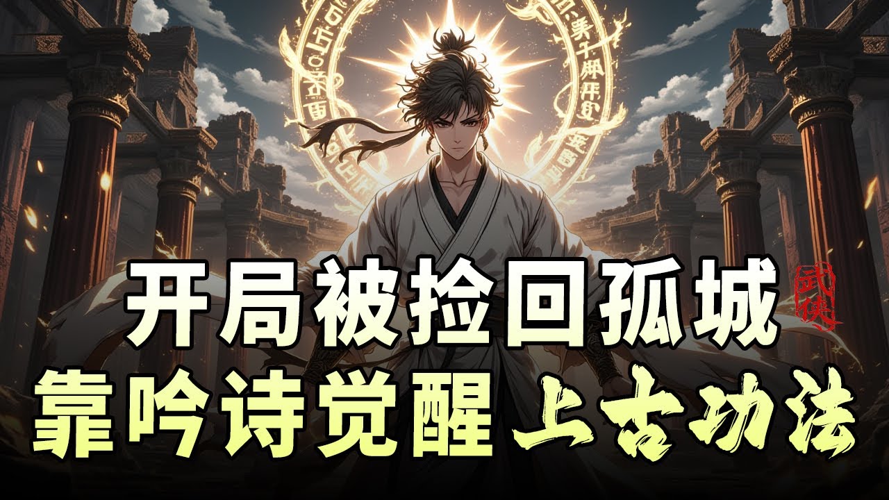 开局被捡回孤城，靠吟诗觉醒上古功法|一名21世纪大学毕业生意外穿越到荒漠孤城，身边只有一百多个垂暮老兵。本想躺平度日，却在吟诵“大漠沙如雪”时，脑海中竟浮现神秘功法——从此，诗词成了他的金手指。