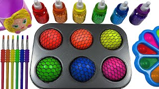 Satisfying Video | 6 Color Slime Balls OF Rainbow Beads FROM Magic Cup & Clay ASMR #14