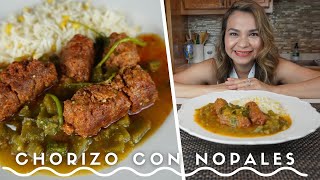 Como hacer Chorizo con Nopales en Salsa Verde  | How to make Chorizo with Green Salsa