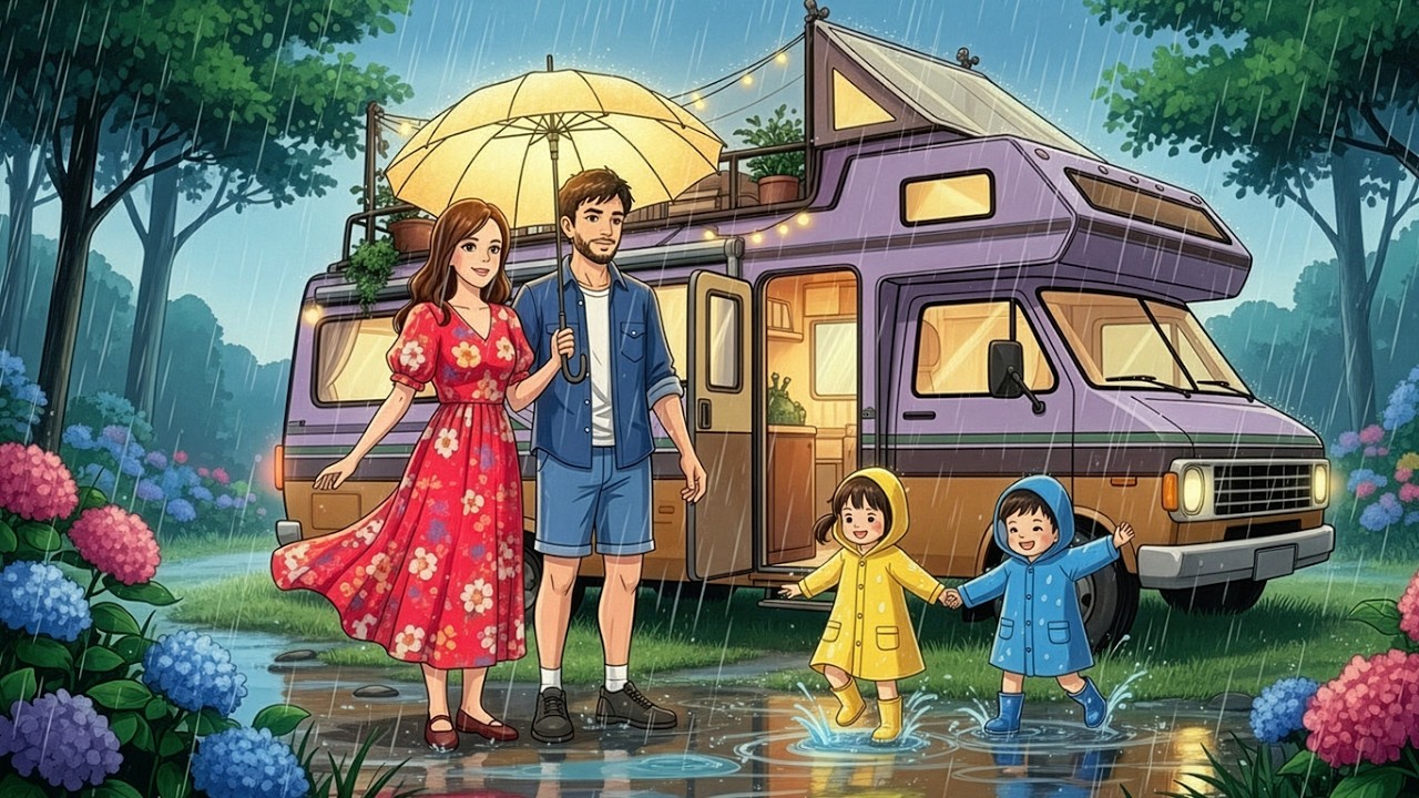 Rainy Day Trip With Family in Our Mobile Home | Ghibli Style Slow ...