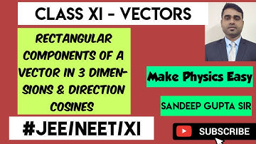 Vectors 6 || Rectangular components of a Vector in 3 Dimensions || Direction Cosines || JEE/NEET/XI