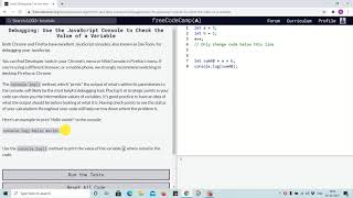 Tutorial 1 - how to use JavaScript console to check variable value - freecodecamp