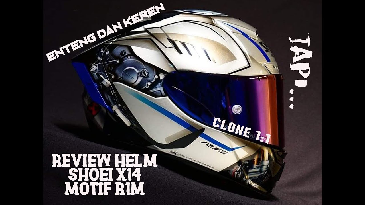 REVIEW HELM SHOEI X14 MOTIF R1M || CLONE 1:1 || ENTENG DAN KEREN, TAPI ...