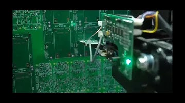 Details of PCB flying probe testing. PCB manufacturing in process.