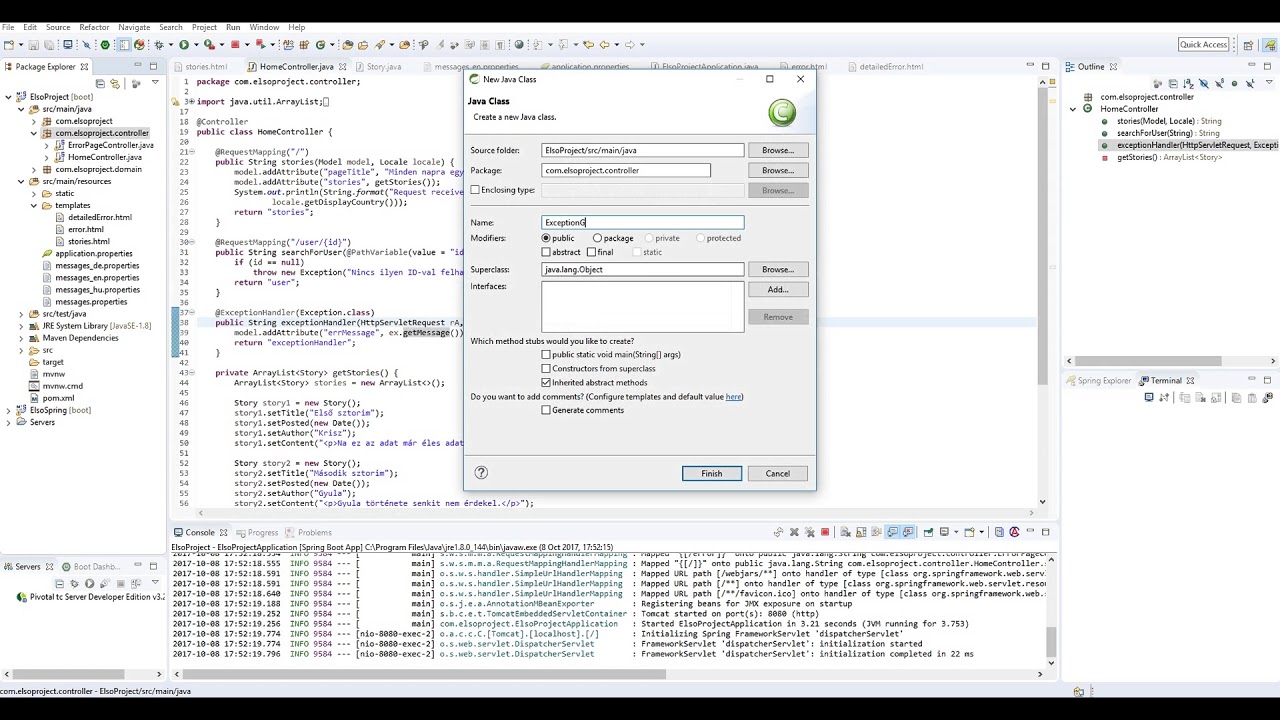 Spring Boot Ismeretek 21. Kivételkezelés - YouTube