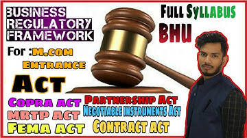 Business Regulatory Framework || Full Syllabus || For M.com Entrance 2020 || Commerce Nation