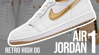 Nike Air Jordan 1 Retro High OG White and Gold обзор