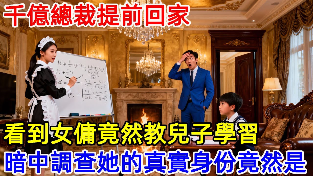 千億總裁提前回家，看到女傭竟然教兒子學習，暗中調查她的真實身份竟然是#故事頻道 #故事分享 #情感#臺灣#情感故事#幸福人生