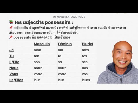 ภาษาฝรั่งเศส - แบบฝึกหัด คำคุณศัพท์แสดงความเป็นเจ้าของ Completez avec les adjectifs possessifs