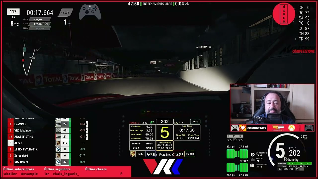 Quarta cursa a la Deutschland Cup de Virtual Racing Club, de nit i al circuit de SPA Francorchamps!