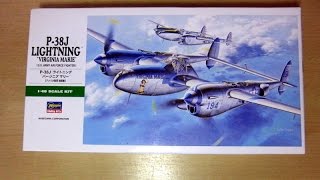 ハセガワ P 38J ライトニング バージニアマリー 1／48 プラモデル