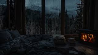 Fireplace Glow and Rain Harmony | Cozy Cabin Storm Ambience with Gentle Thunder for Deep Rest