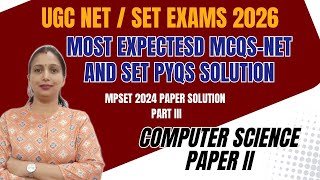Expected MCQ - PYQs 2026| Computer Science - Day 3 |Madhya Pradesh Previous Years Solution| SET NET